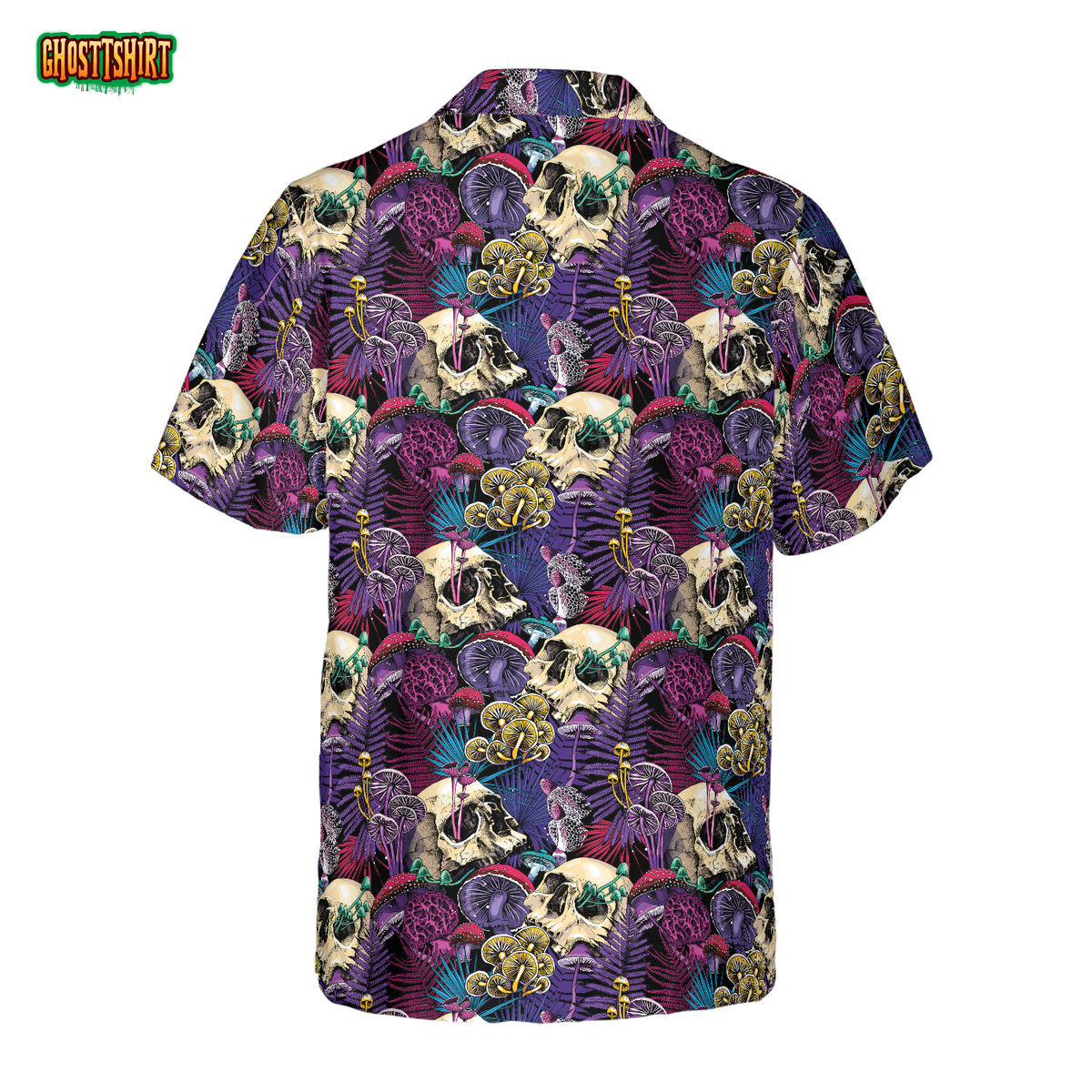 Bright Magic Psychedelic Mushrooms And Skulls Hawaiian Shirt