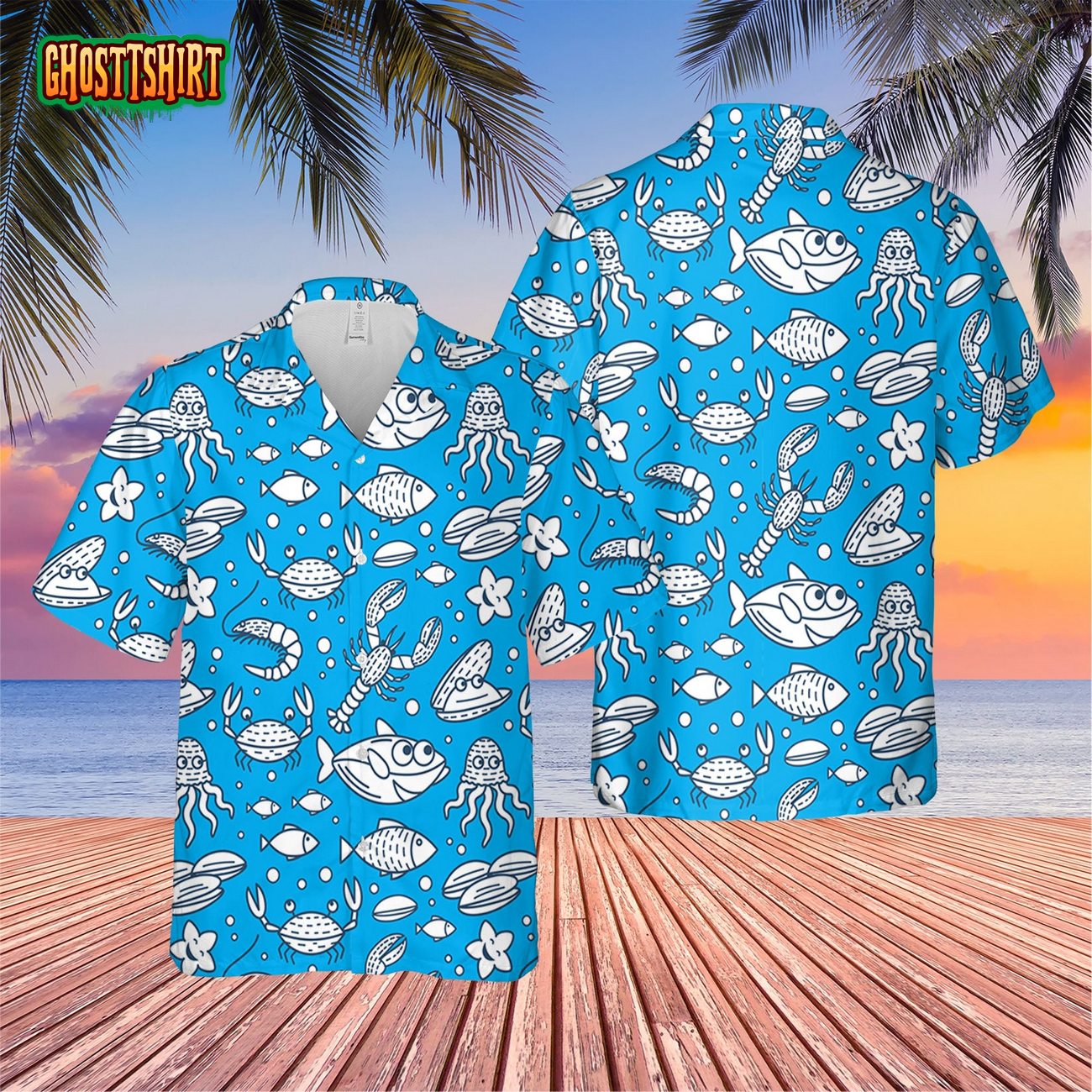 Cartoon Ocean Animals Trending Hawaiian Shirt