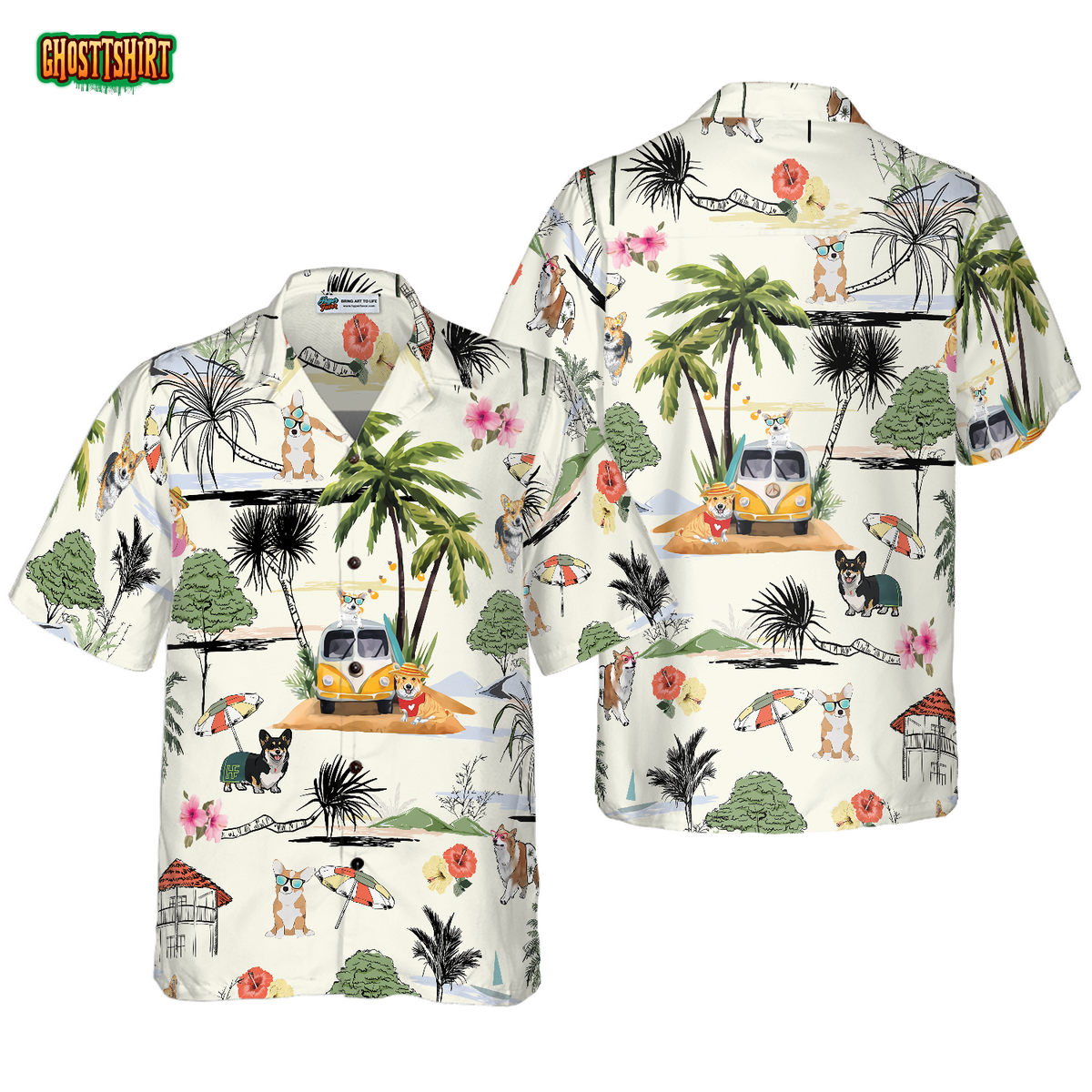 Corgi Hawaii Beach Hawaiian Shirt