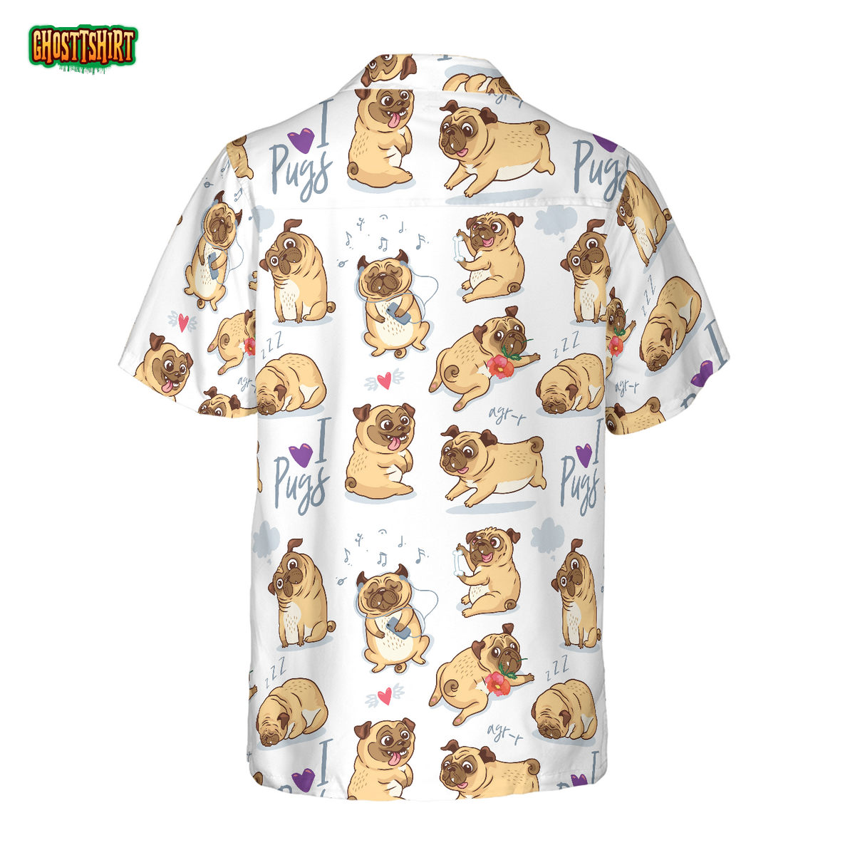 Cute Funny Pugs Shirt For Men Hawaiian Shirt