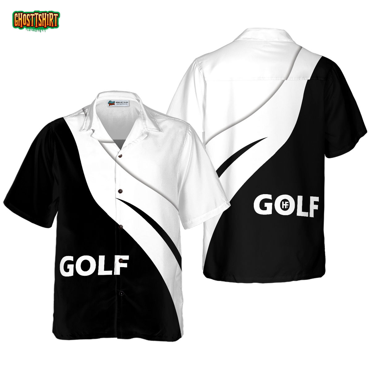 Golf VT Black And White Hawaiian Shirt