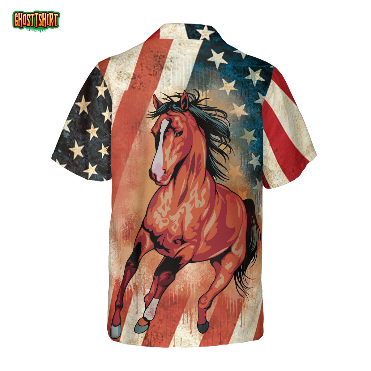 Horse American Flag Hawaiian Shirt