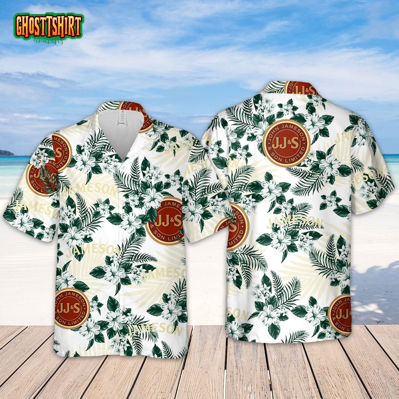 Jagermeister Sea Island Pattern Hawaiian Shirt - Jolly Family Gifts