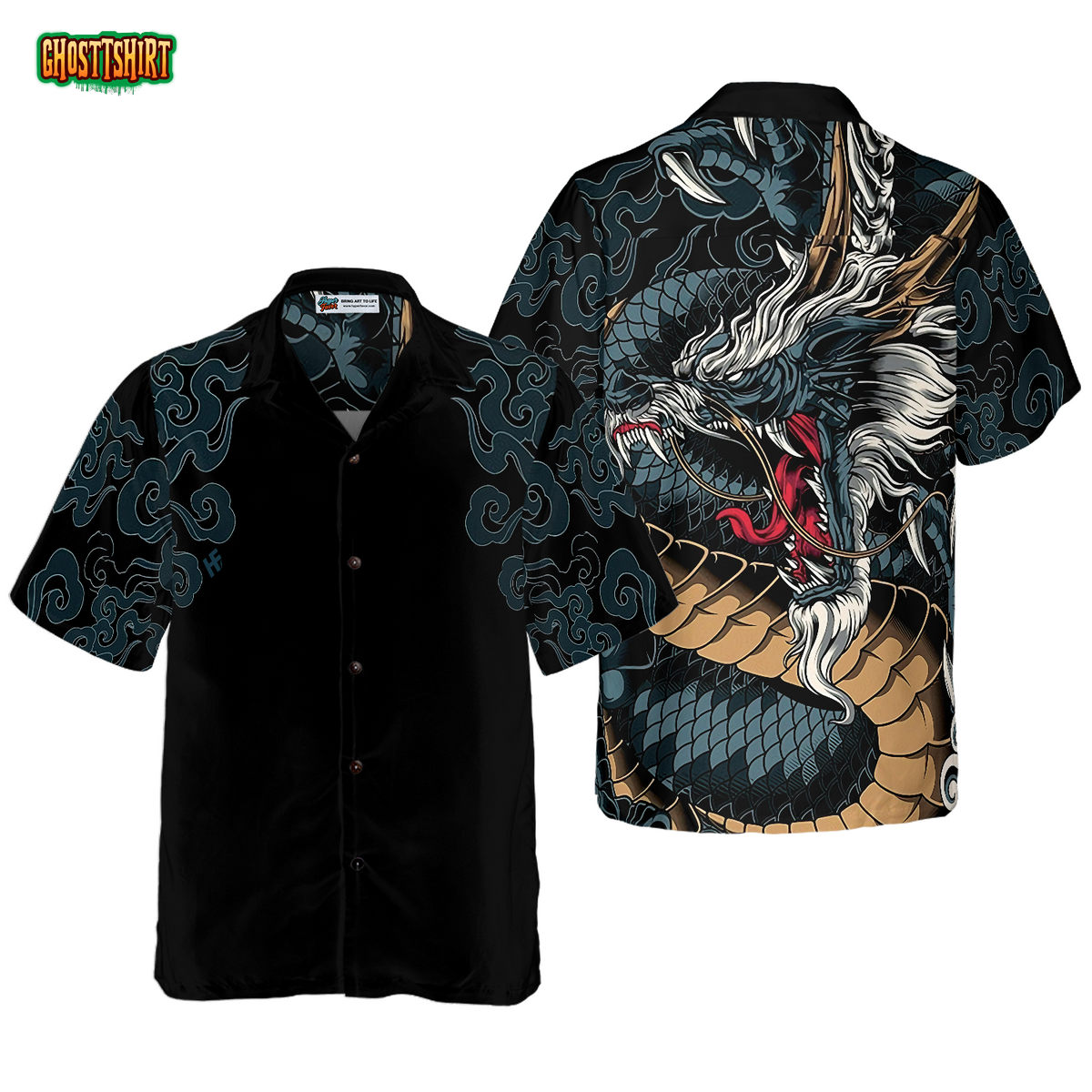 Kanagawa Dragon Hawaiian Shirt