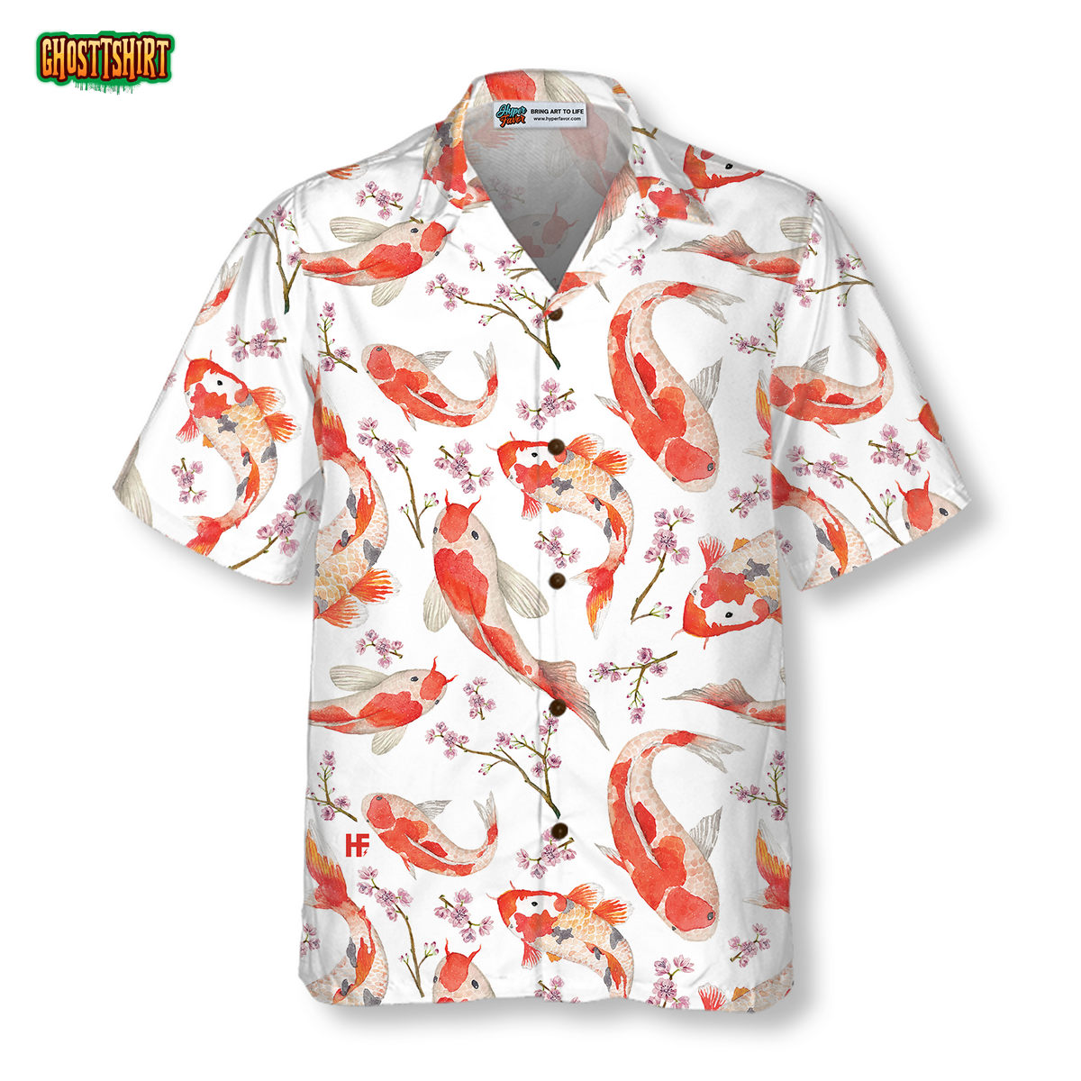 Koi Fish And Cherry Blossom Hawaiian Shirt