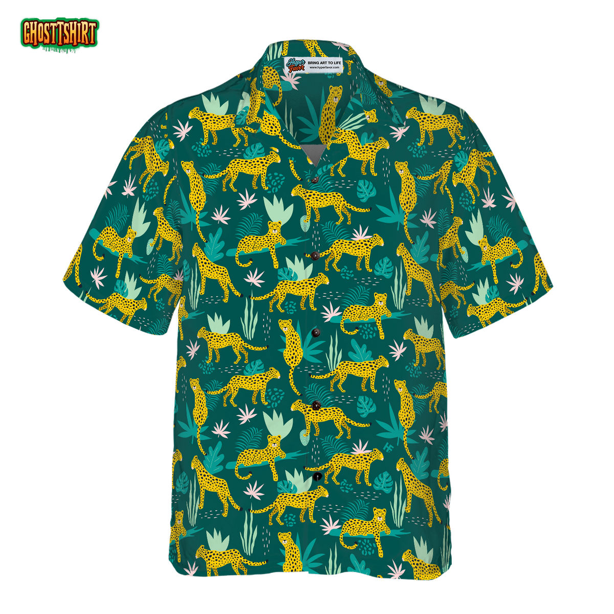 Leopards And Tropical Leaves Hawaiian Shirt