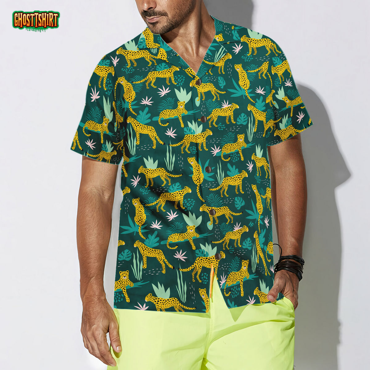 Leopards And Tropical Leaves Hawaiian Shirt
