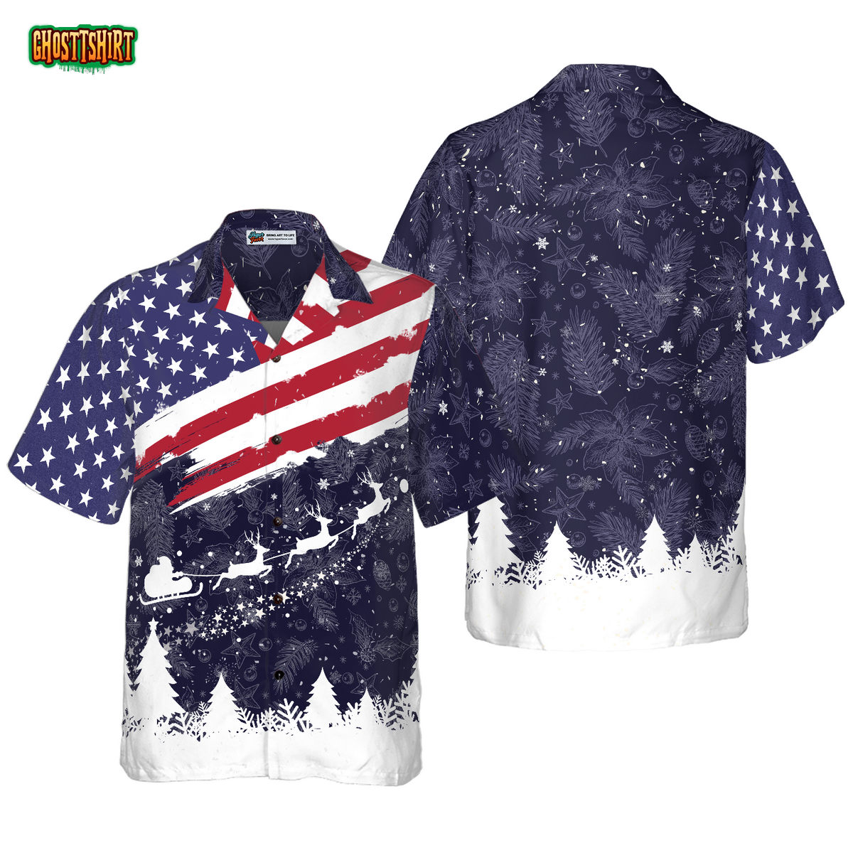 Merry Christmas USA Flag Pattern Hawaiian shirt For Men And Women Merry Christmas USA Flag Pattern Hawaiian shirt For Men And Women
