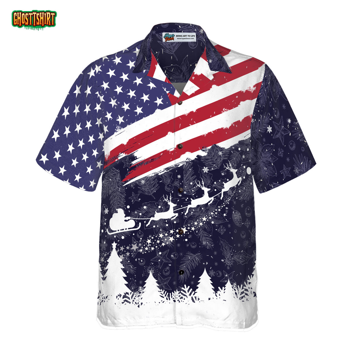 Merry Christmas USA Flag Pattern Hawaiian shirt For Men And Women Merry Christmas USA Flag Pattern Hawaiian shirt For Men And Women