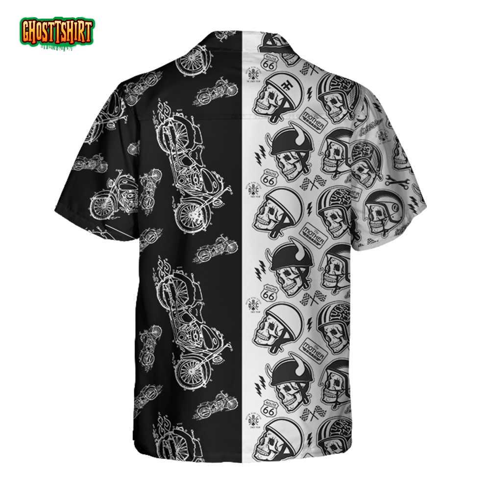 Motorcycles With Skulls And Helmet Motorcycle Hawaiian Shirt