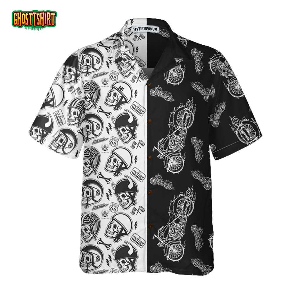 Motorcycles With Skulls And Helmet Motorcycle Hawaiian Shirt