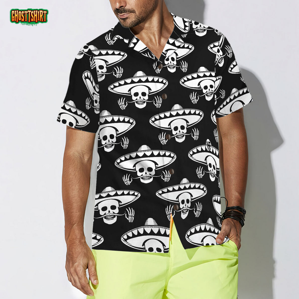 Mustache Skull Mexico Hawaiian Shirt