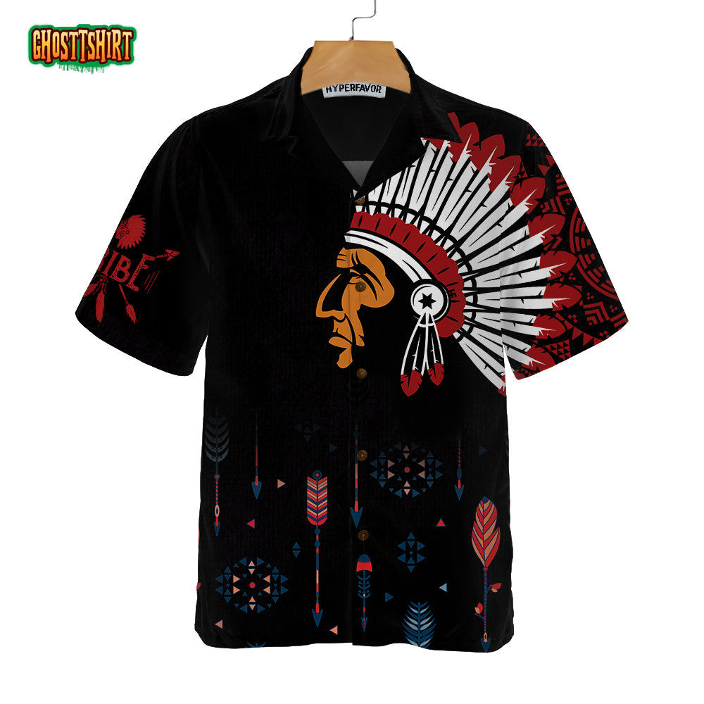 Native American Indian Tribal Chief with Headdress Hawaiian Shirt