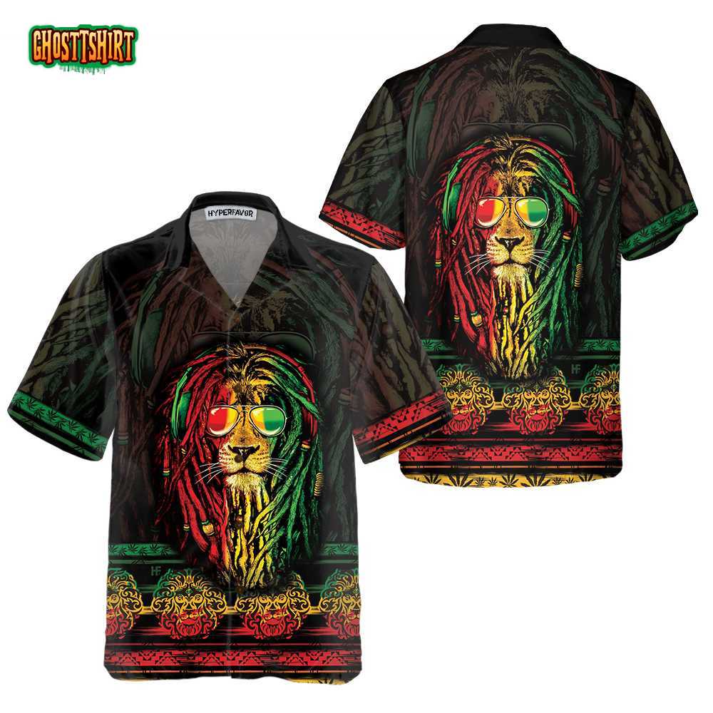 Rasta Lion With Cannabis Marijuana Lion Hawaiian Shirt