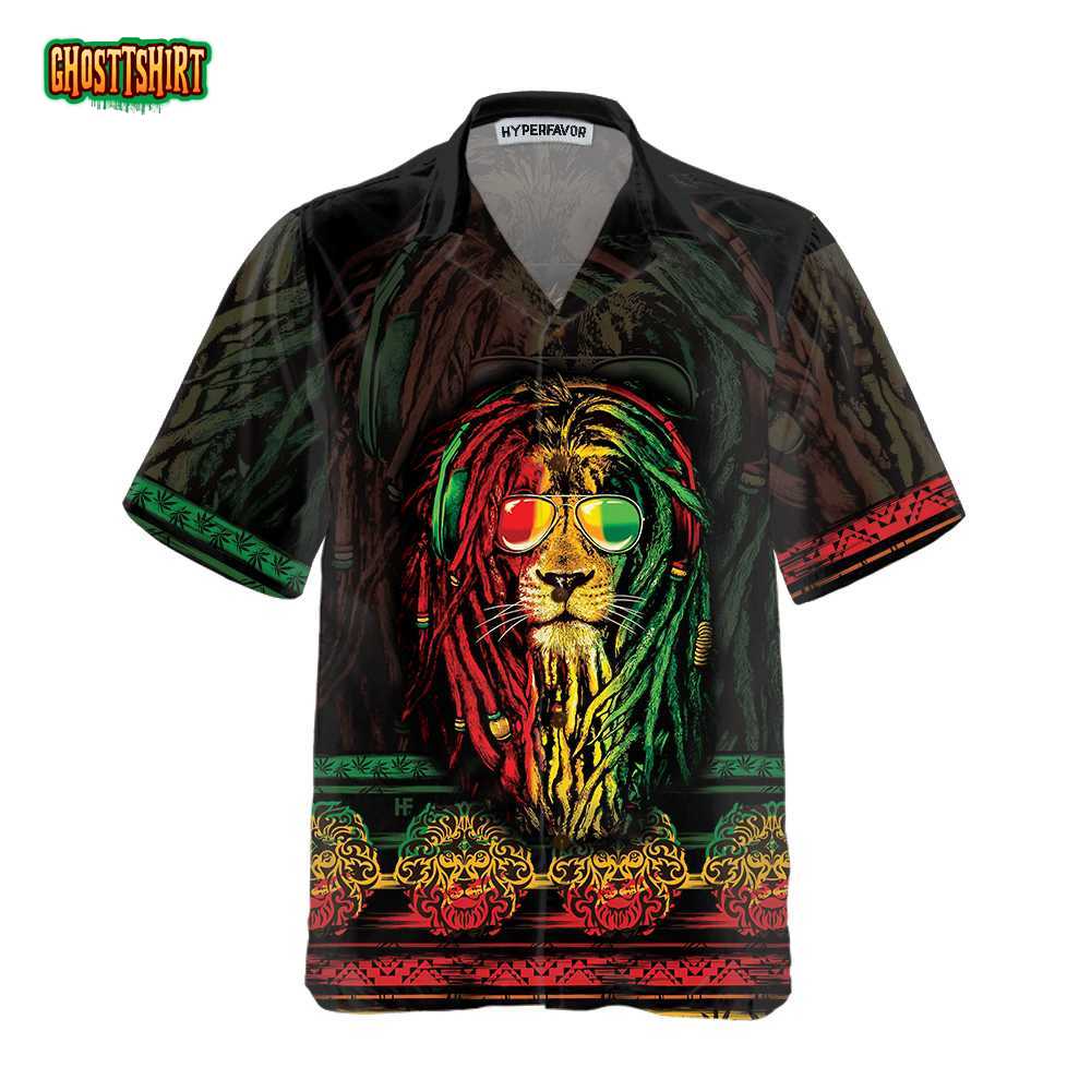 Rasta Lion With Cannabis Marijuana Lion Hawaiian Shirt