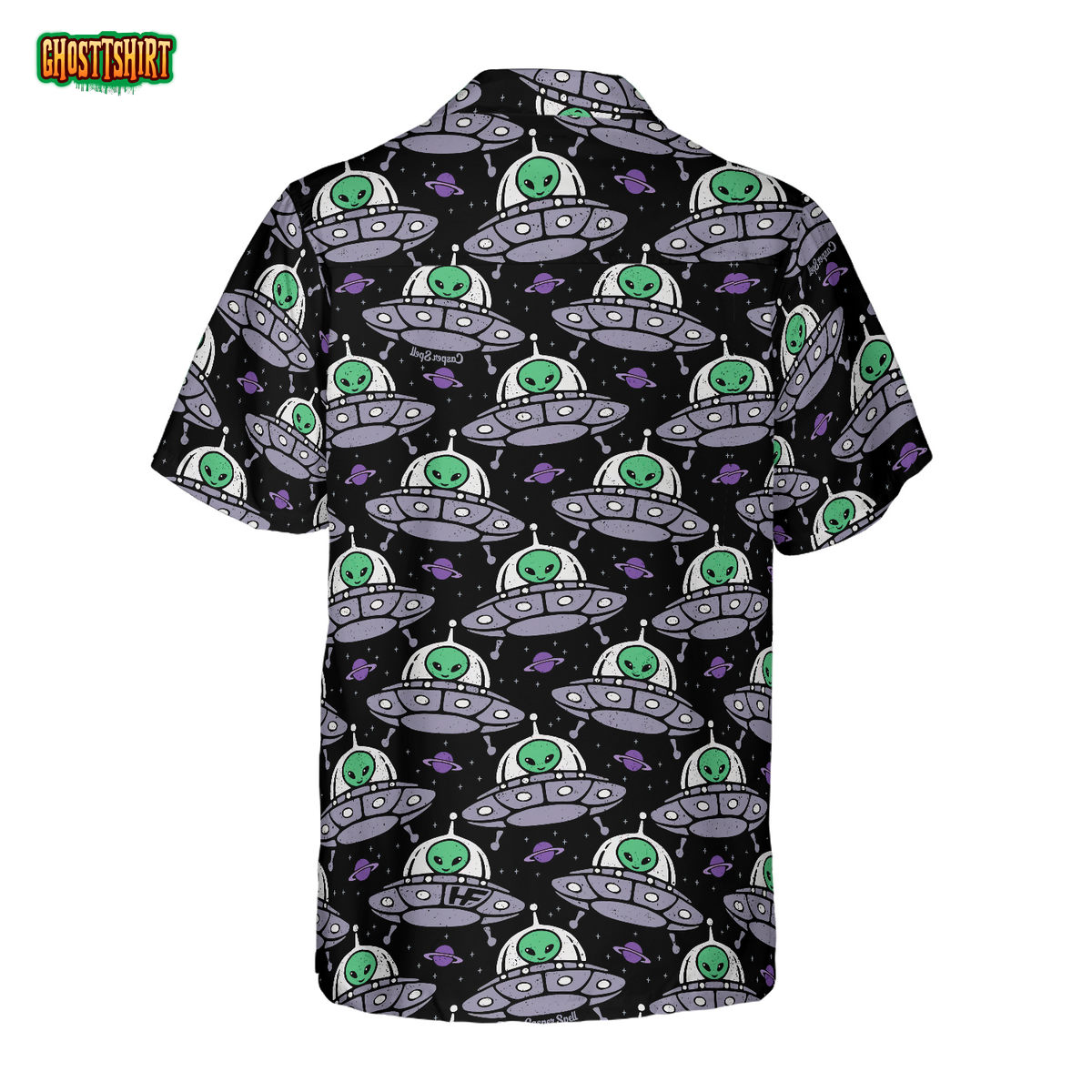 Retro Alien On Space Ship Hawaiian Shirt