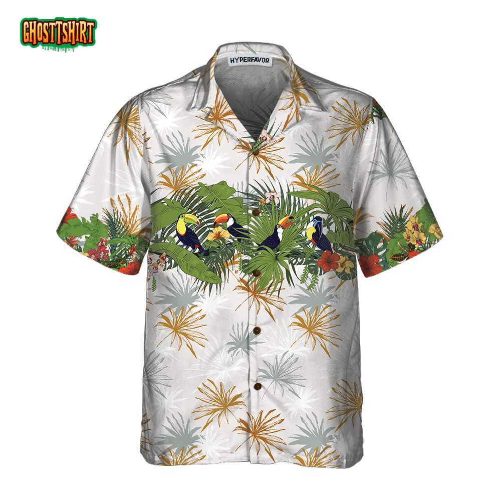 Retro Toucans And Tropical Plants Toucan Hawaiian Shirt