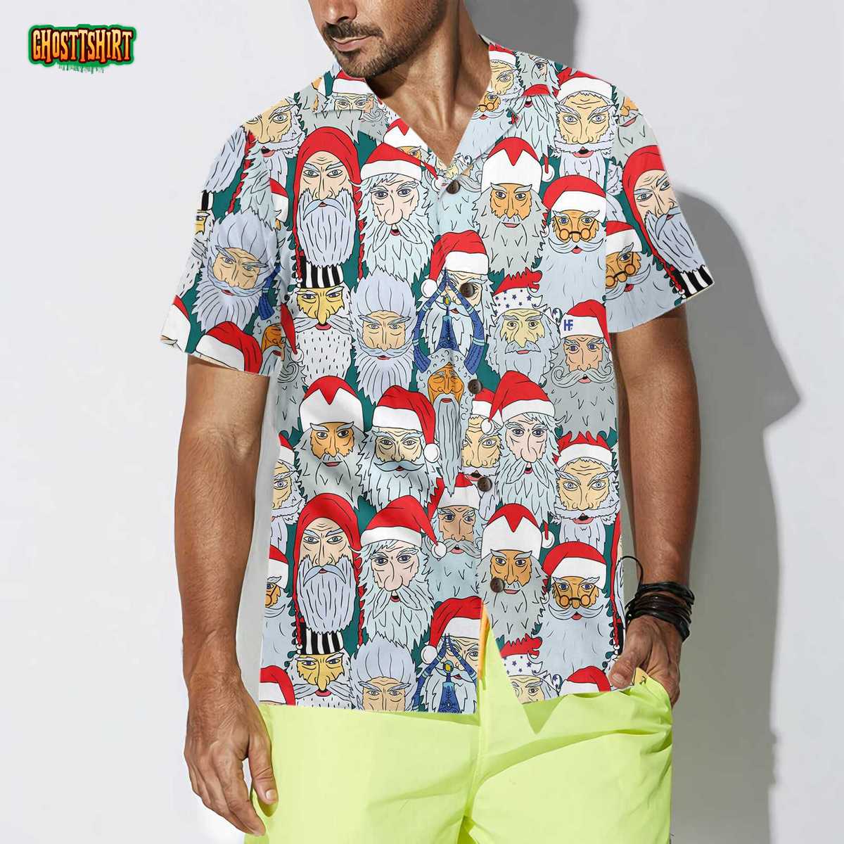 Santa Claus Heads From Different Countries Christmas Hawaiian Shirt