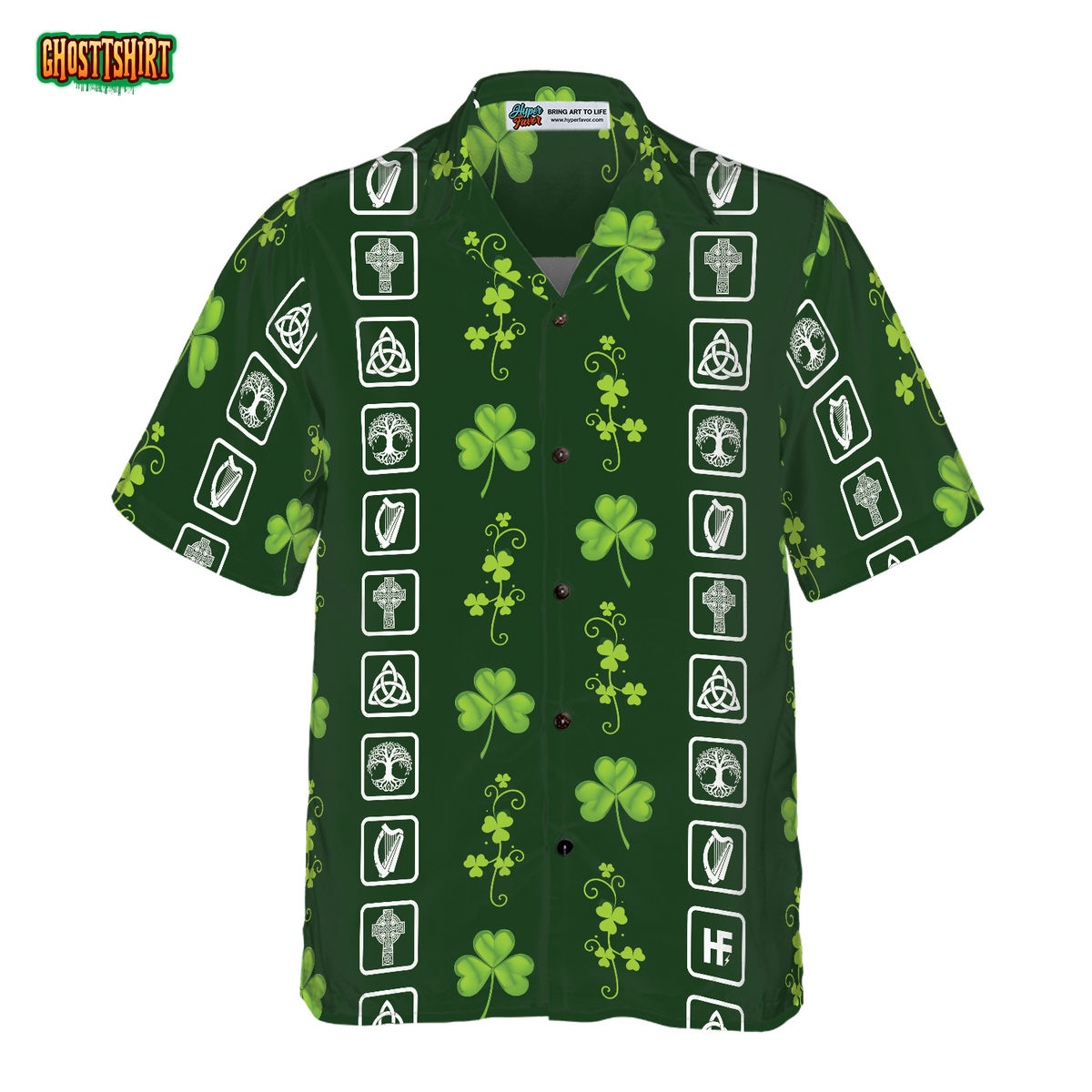 Shamrock Irish Symbols Hawaiian Shirt