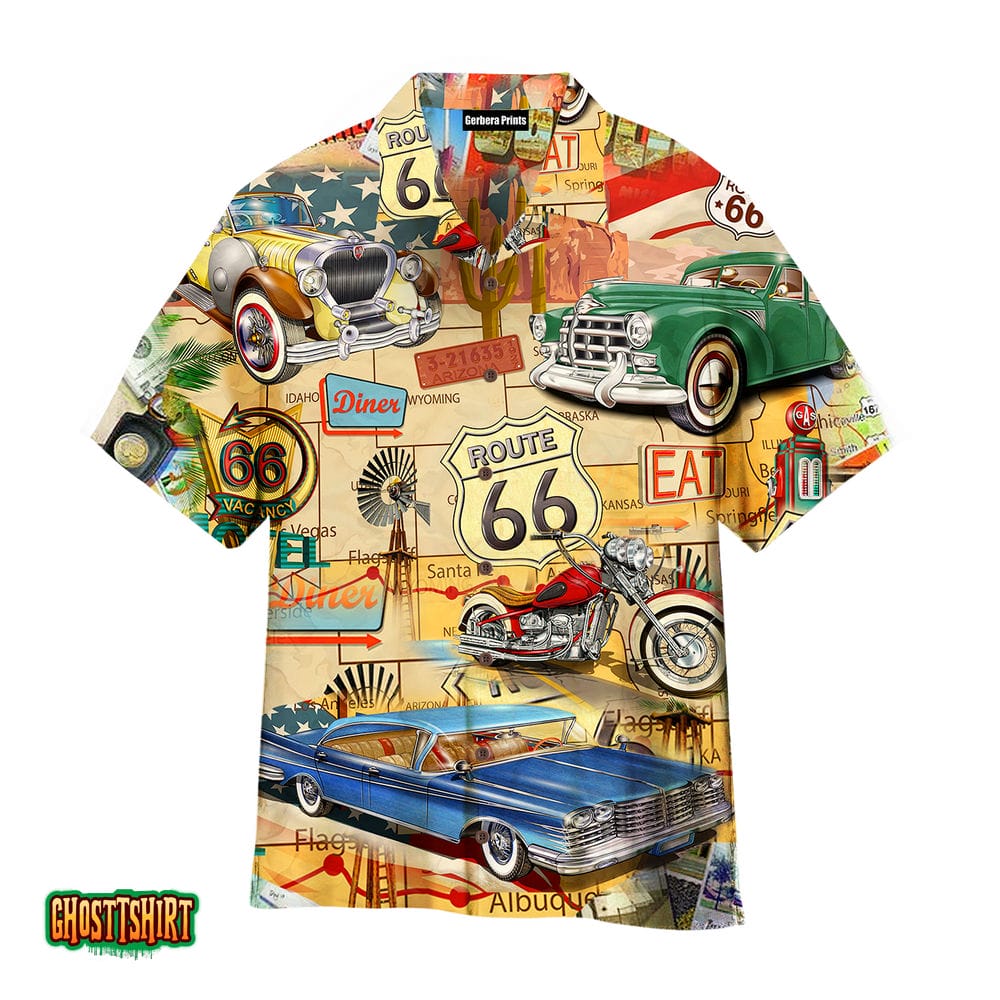 Amazing Vintage Muscle Car On Route 66 Aloha Hawaii Shirt For Men Women