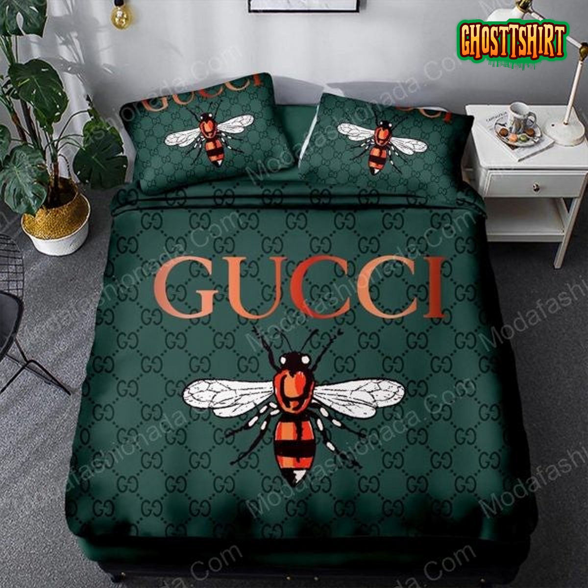 Bee Gucci Logo Fashion Brands 36 Bedding Set