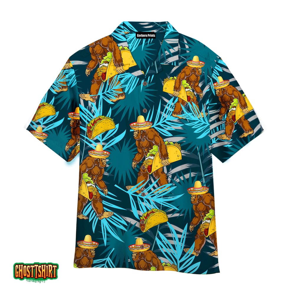 Bigfoot Tacos Taco Bell Blue Leaf Aloha Hawaiian Shirt