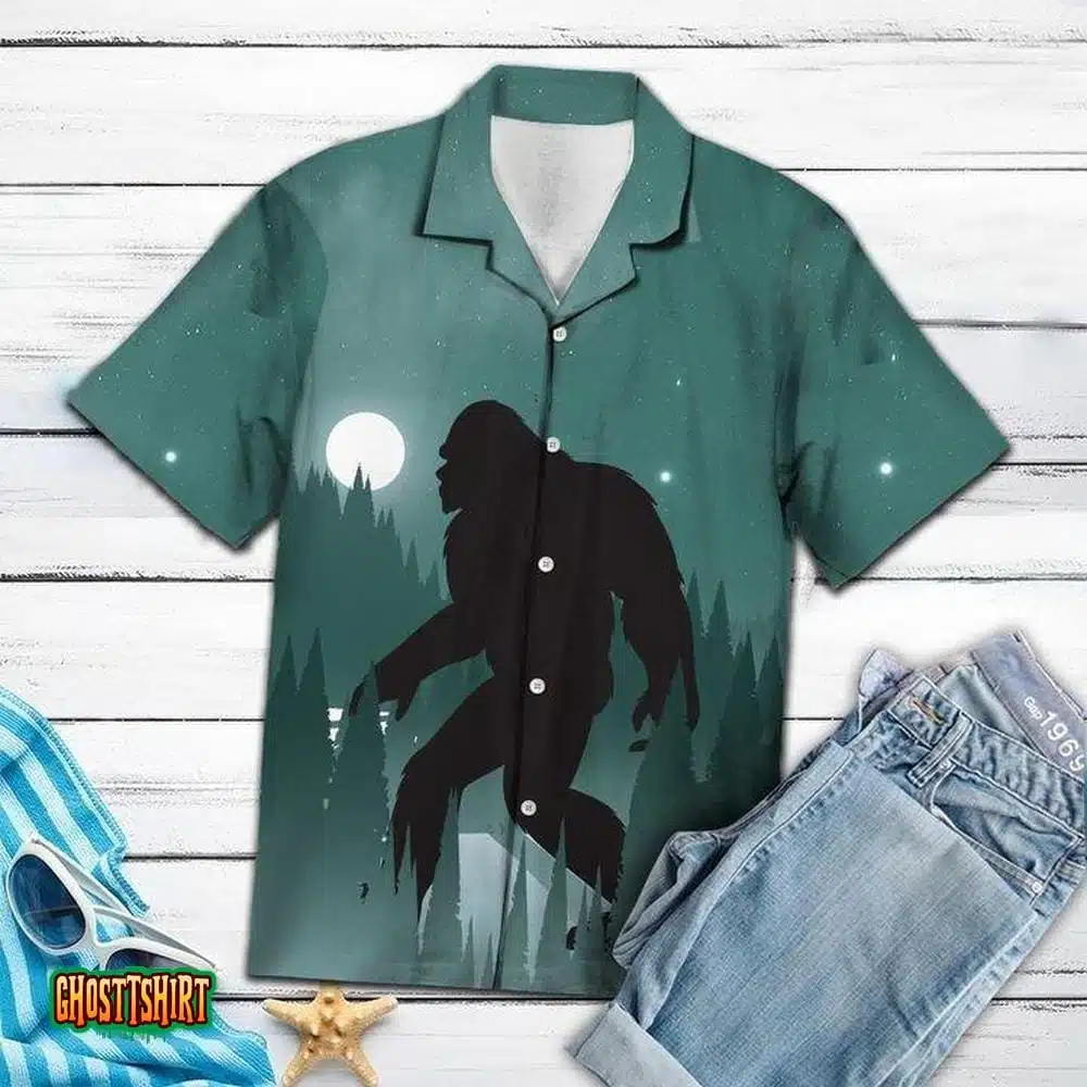 Bigfoot Tropical Green Aloha Hawaiian Shirt