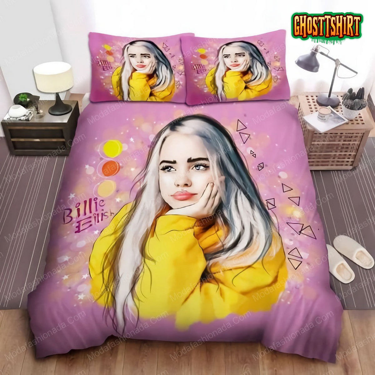 Billie Eilish In Yellow Sweater Digital Art Bedding Set