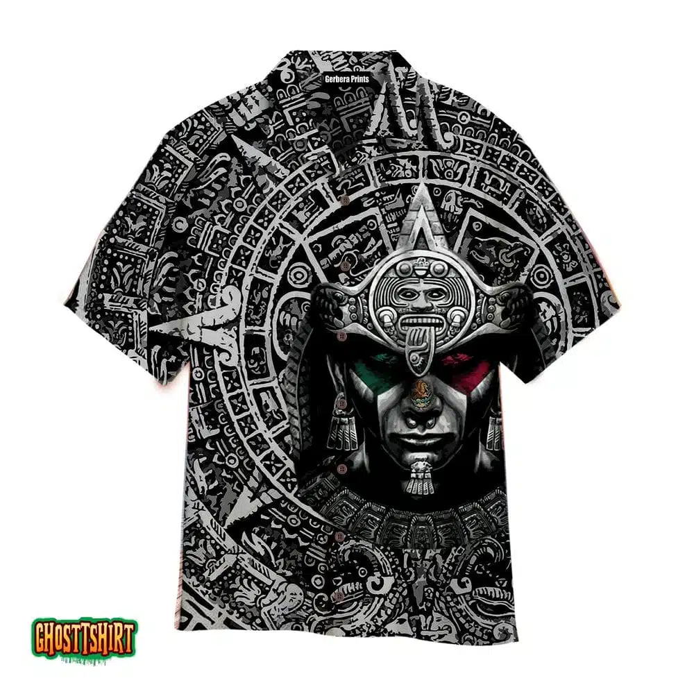 Black And White Aztec Warrior Mexican Aloha Hawaiian Shirt