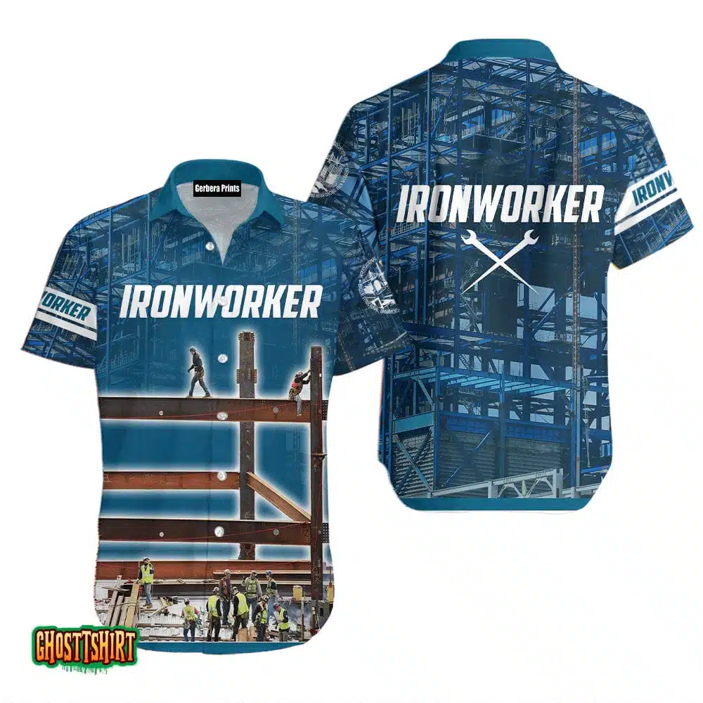 Blue Ironworker Aloha Hawaiian Shirt