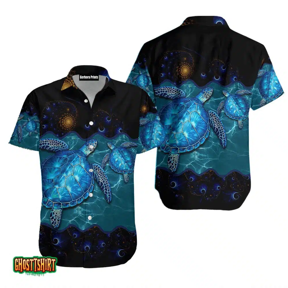 Blue Sea Turtle Aloha Hawaiian Shirt