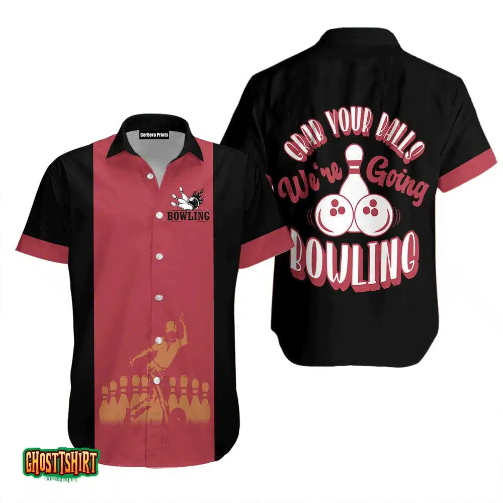 Bowling Grab Your Balls Pink And Black Aloha Hawaiian Shirt