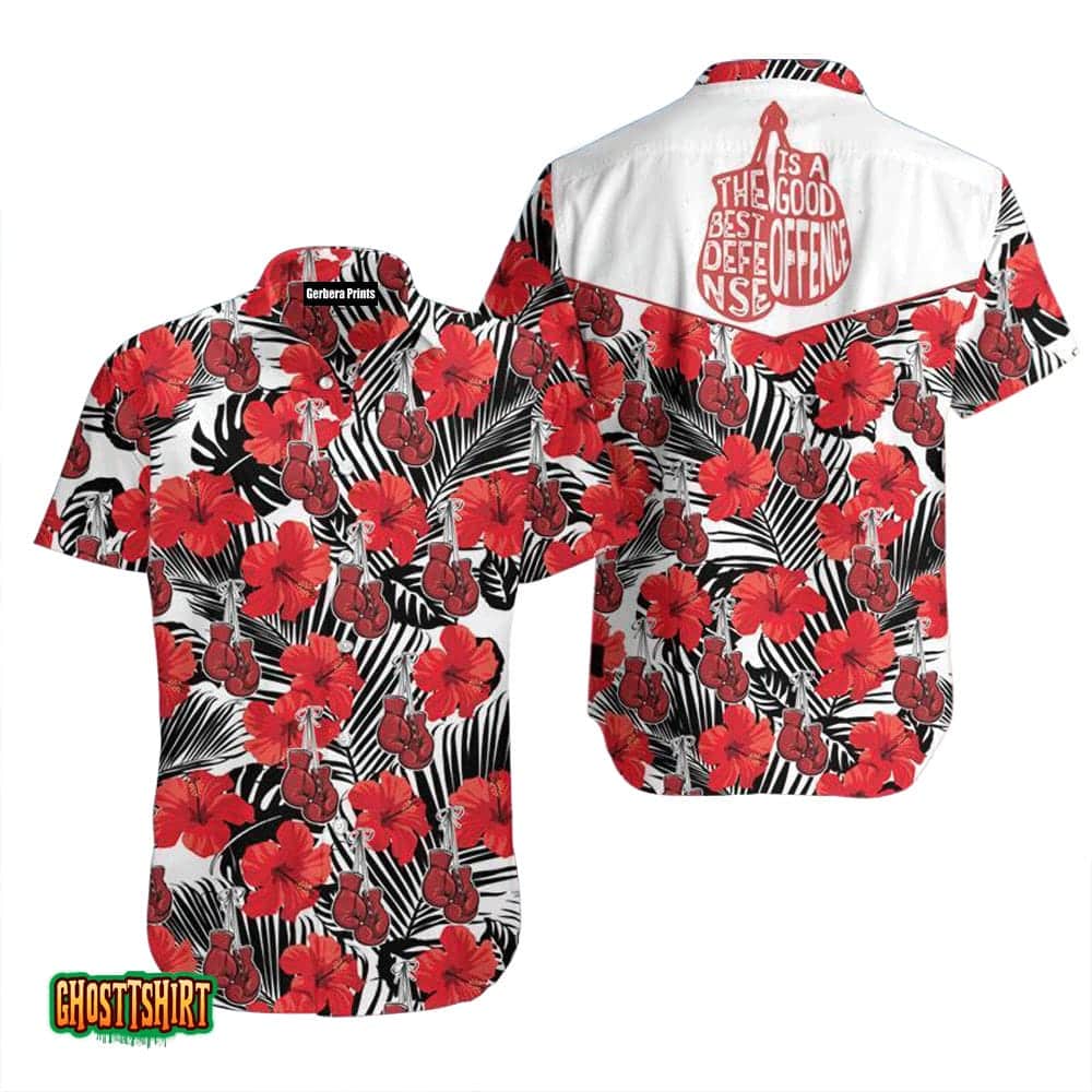 Boxing Red Flowers Aloha Hawaiian Shirt