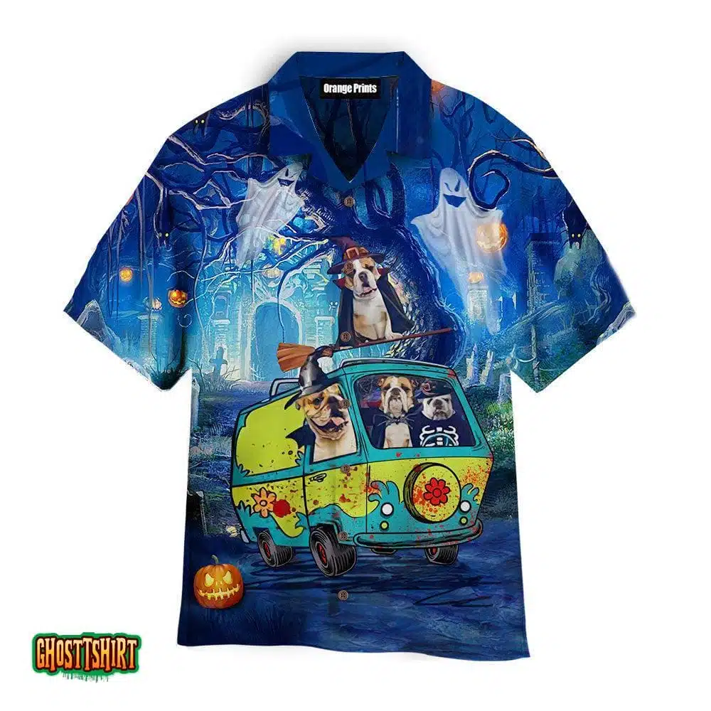 Bulldog Night Halloween Aloha Hawaiian Shirt