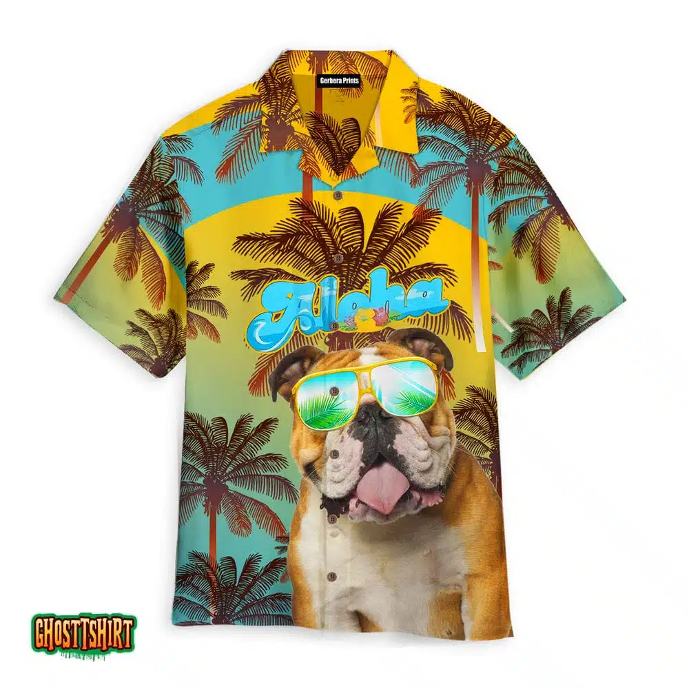Bulldog Tropical Beach Aloha Hawaiian Shirt