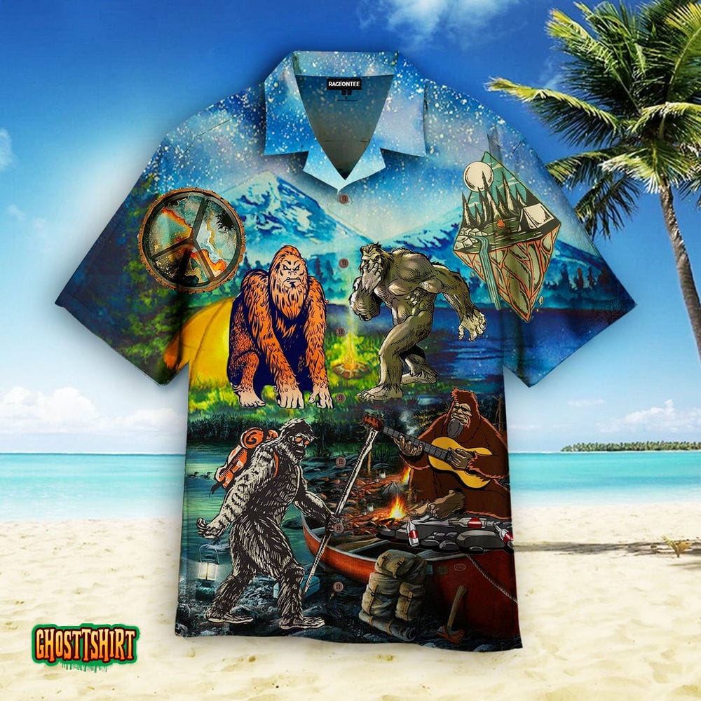 Camping With Bigfoot Aloha Hawaiian Shirt