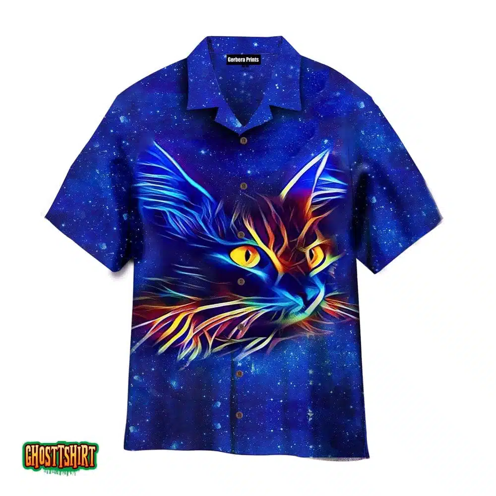 Cat Neon Aloha Hawaiian Shirt