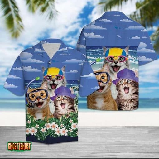 Cats Summer Beach Aloha Hawaiian Shirt