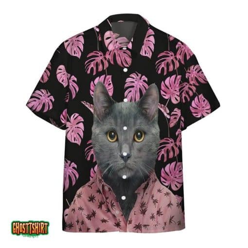 Chartreaux Cat Black And Purple Aloha Hawaiian Shirt