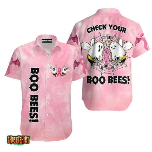 Check Your Boo Bees Funny Breast Cancer Awareness Pink Aloha Hawaiian Shirt