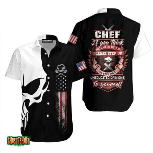 Chef Proud Skull Black Aloha Hawaiian Shirt