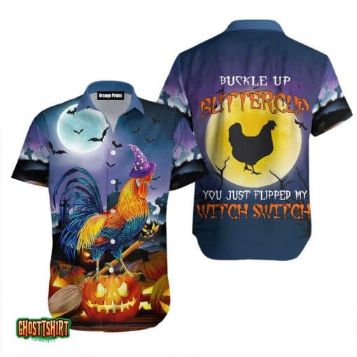 Chicken Halloween Blue And Colorful Aloha Hawaiian Shirt