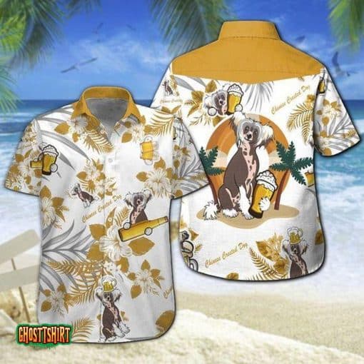 Chinese Crested Dog Beer Aloha Hawaiian Shirt