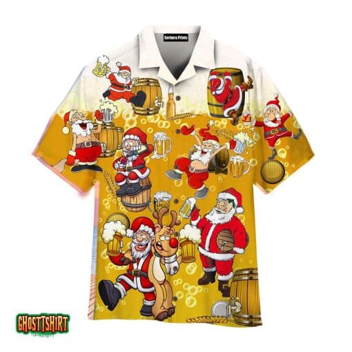 Christmas Dear Santa Heres Your Beer Yellow And Red Aloha Hawaiian Shirt