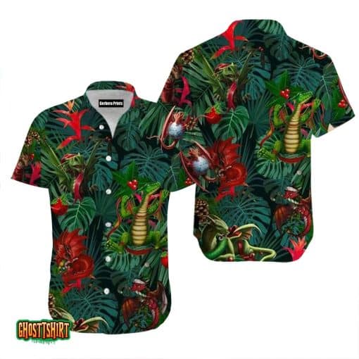 Christmas Dragon Green Aloha Hawaiian Shirt