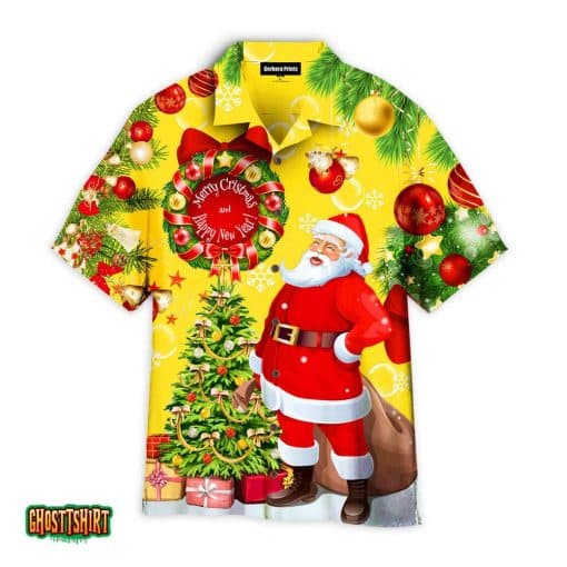 Christmas Santa Claus Yellow Stunning Night Aloha Hawaiian Shirt
