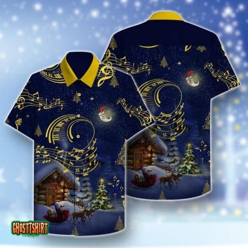 Christmas Tropical Blue Aloha Hawaiian Shirt