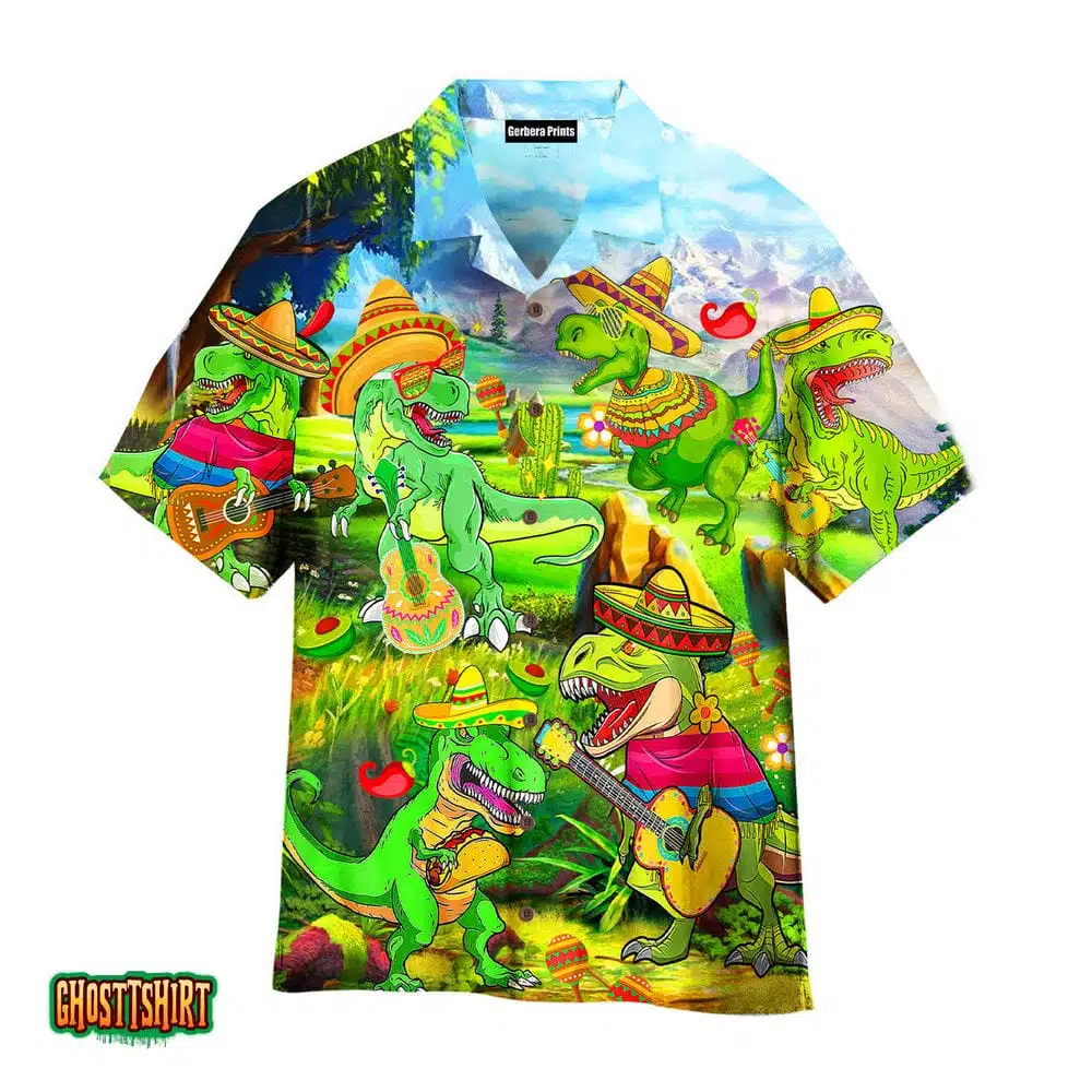 Cinco De Mayo T-Rex Dinosaur Aloha Hawaiian Shirt