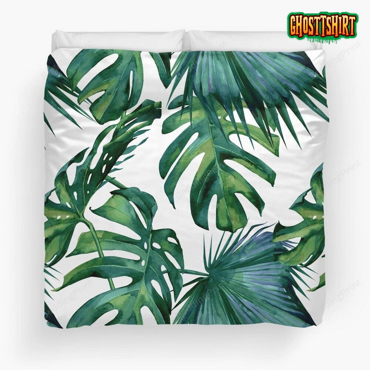 Classic Green Tropical Monstera Leaf Jungle Palm Pattern Duvet Cover ...