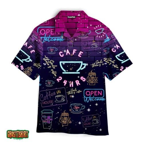 Coffee And Chill Neon Gerbera Aloha Hawaiian Shirt